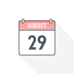 29th August calendar icon. August 29 calendar Date Month icon vector illustrator