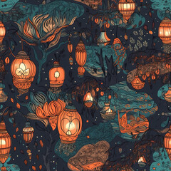 Repeating pattern, 2D game background, cool world