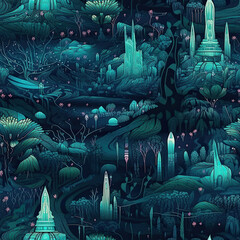 Repeating pattern, 2D game background, cool world