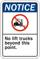 Forklift safety sign and labels no lift truck beyond this point