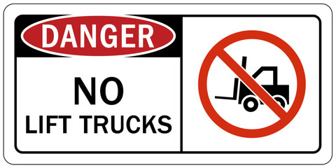 Forklift safety sign and labels no lift truck
