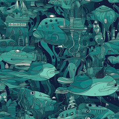 Repeating pattern, 2D game background, cool world