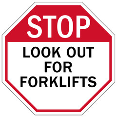 Forklift safety sign and labels look out for forklift