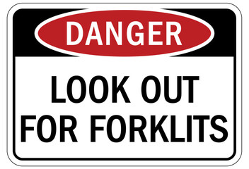 Forklift safety sign and labels look out for forklift