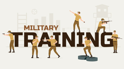 Plakat Military Training Flat Text Composition