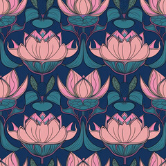 Chic Modern Tropical Flora Background Seamless Repeating Background Pattern