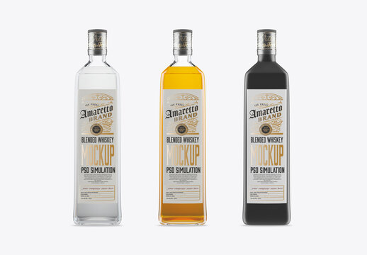 Set 3 Liquor Bottles Mockup