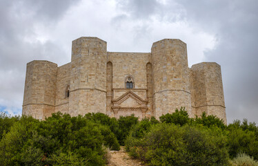 Fototapeta na wymiar ANDRIA, ITALY, JULY 8, 2022 - View of Castel del Monte, built in an octagonal shape by Frederick II in the 13th century in Apulia, Andria province, Apulia, Italy