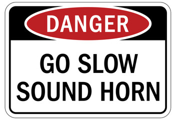 Forklift safety sign and labels go slow sound horn