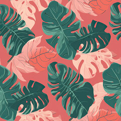Chic Modern Tropical Flora Background Seamless Repeating Background Pattern