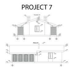 Vector architectural project of pet boarding or hotel with enclosures