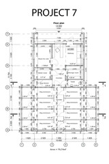 Vector architectural project of pet boarding or hotel with enclosures