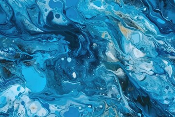an abstract painting featuring blue and white colors. Generative AI