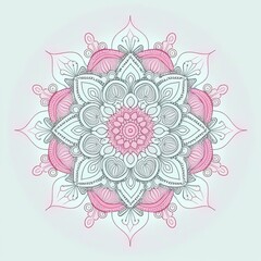 Pink Flower Ornament Mandala Element - Isolated - Generative Ai Illustration 