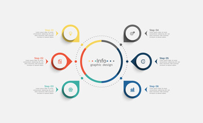 Business infographic design template circle with 6 options