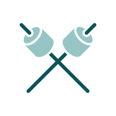 Marshmallow on wooden stick vector isolated icon