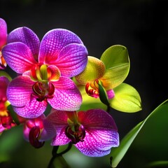 Orchid Blossom. A hyper realistic colorful orchid flowers. Created using generative AI
