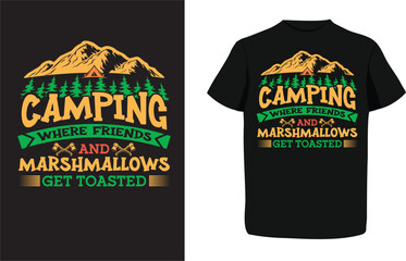 CAMPING t-shirt Design with stylish text, CAMPING TRAVELLING print design, graphic design vector illustration