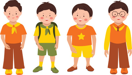 Fototapeta premium set of children Cute Cartoon Vector Illustration
