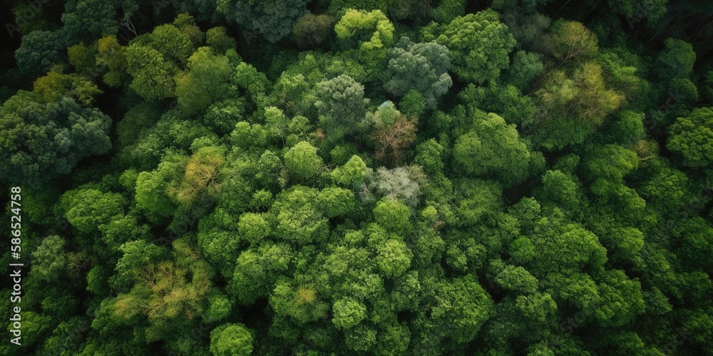 Aufkleber beautiful bird's-eye view of the rainforest.aerial view. panoramic shot. generative ai