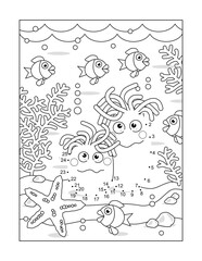 Naklejka premium Anemones dot-to-dot activity page