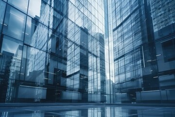 Fototapeta na wymiar modern glass skyscraper with a sleek design and many windows. Generative AI