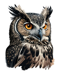 Fototapeta premium Owl Illustration With Transparent Background. Generative Ai.