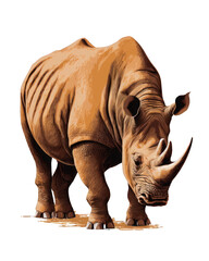 Fototapeta premium Rhino Illustration With Transparent Background. Generative Ai.
