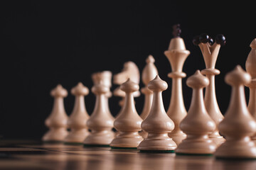 Chess figures on a black background