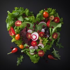 Love at First Bite: Heart-Shaped Green Salad for a Healthy Start. Gen AI