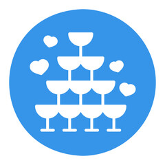 Wedding pyramid from glasses isolated vector icon