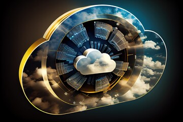 3d illustration of cloud storage computing