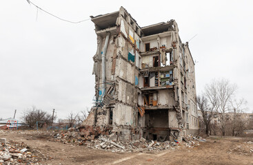 Fototapeta premium The aftermath of the war in Izyum, Kharkiv Oblast, Ukraine