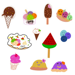 strawberry lemon chocolate ice cream sale illustration