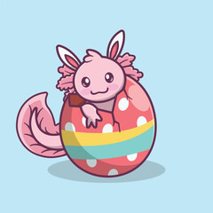 illustration of a cute axolotl animal in cartoon style,To commemorate the Easter Festival