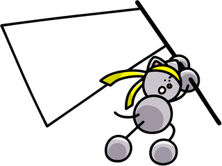 旗を上に掲げるにゃんまるのイラスト　猫