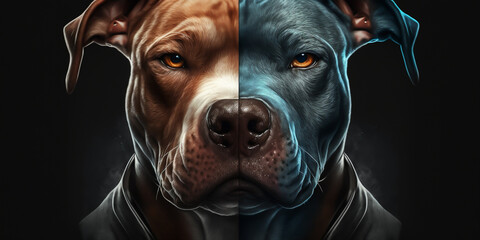 A majestic Pitbull, stands proudly, a symbol of strength and beauty. Its muscular frame and lively eyes captivate all who look upon it. generative ai