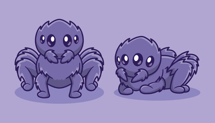 illustration of a cute spider animal in cartoon style, character design, sticker design, digital design, illustration art, children illustration, vector art, digital illustration, and line drawing 