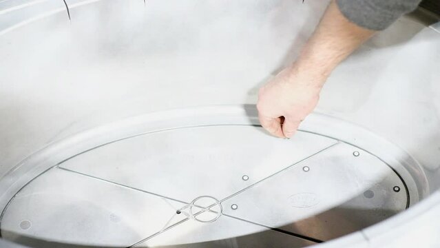 3d scanning, one of the stages in 3d scanning, labeling for 3d scanning, preparation of an object for scanning in production, close-up. High quality FullHD footage