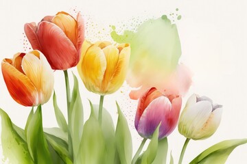 Obraz na płótnie Canvas Charming tulips in watercolor style. Generative AI