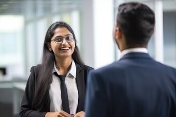 Indian businesswoman smiling, Generative AI