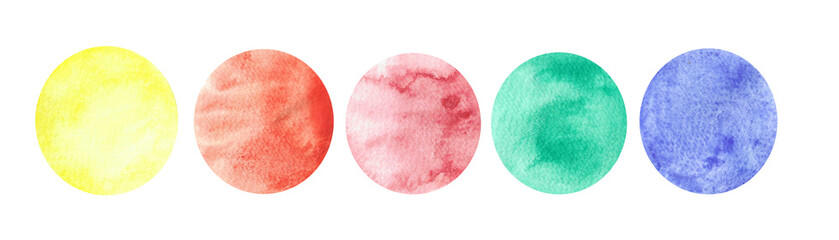 watercolor hand drawn round icons set