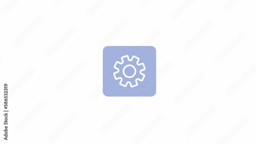 Poster animated settings button. system optimization. flat cartoon style icon 4k video footage for web desi