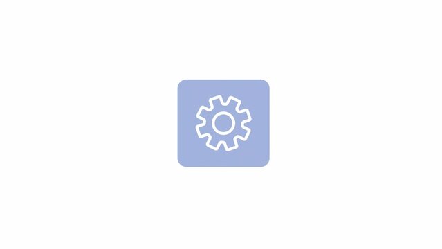 Animated settings button. System optimization. Flat cartoon style icon 4K video footage for web design. Color isolated element animation on white background with alpha channel transparency