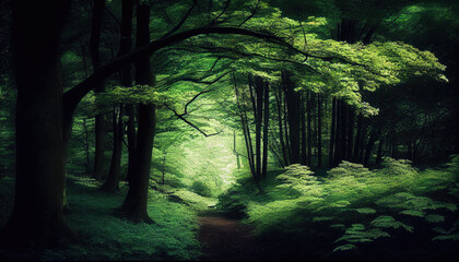 path in the woods, wilderness forest - by generative ai