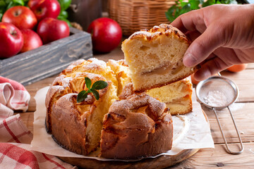 Apple pie, sponge cake, Charlotte with apples on a table