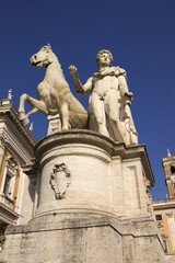 Fototapeta na wymiar statue of Roman emperor with horse, Rome forum 