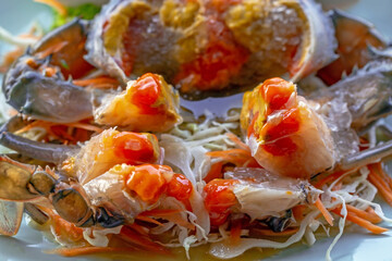 Obraz na płótnie Canvas Pickled crab eggs with fish sauce