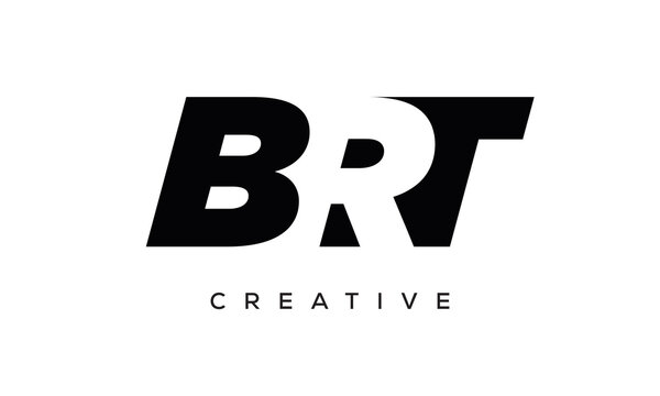 BRT letters negative space logo design. creative typography monogram vector