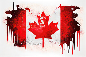 Brush painted flag of Canada. Generative Ai